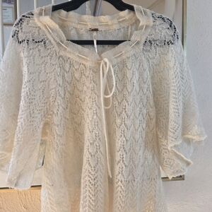 Free People Cream Lace Blouse
